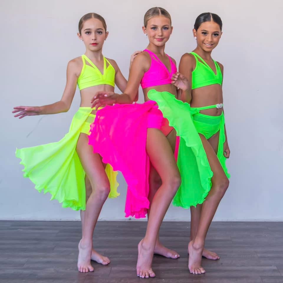 neon dance dress Neon Fire Dance Bell Sleeve Dress