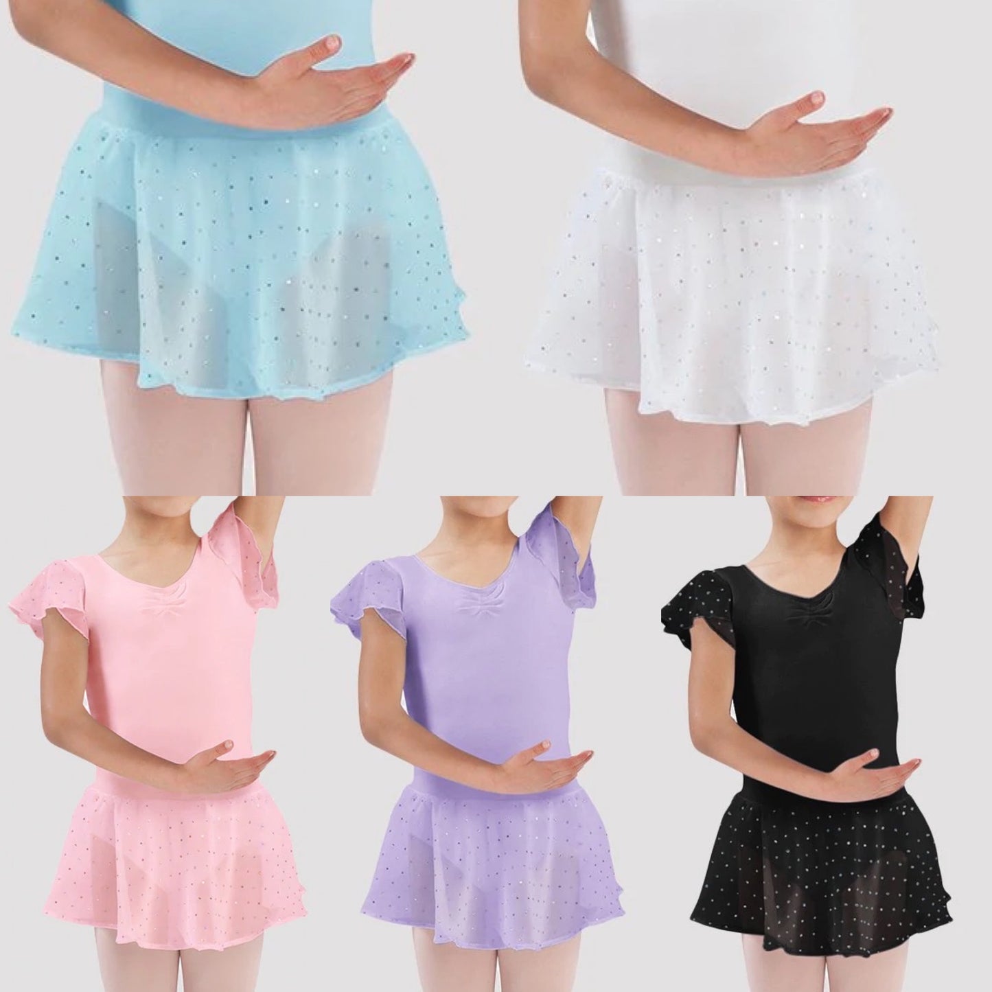 Bloch Flutter Sleeve Leotard CL #3732 and Sequin Skirt #CR5161 Separates