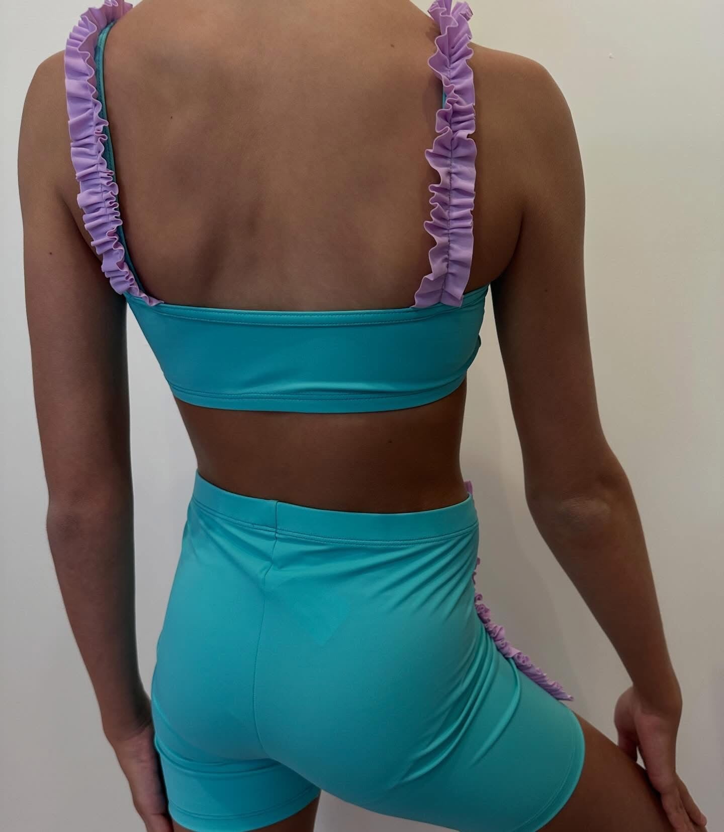 Custom Made Mint & Lilac Ruffle Short Set