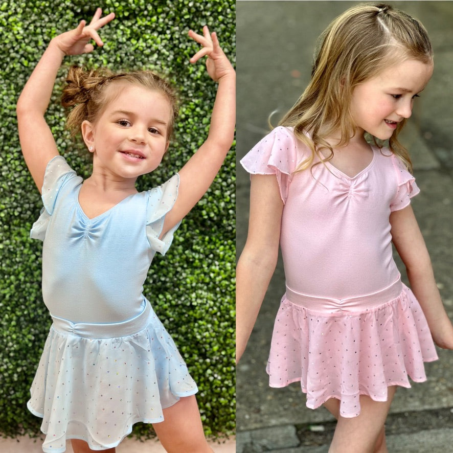 Bloch Flutter Sleeve Leotard CL #3732 and Sequin Skirt #CR5161 Separates