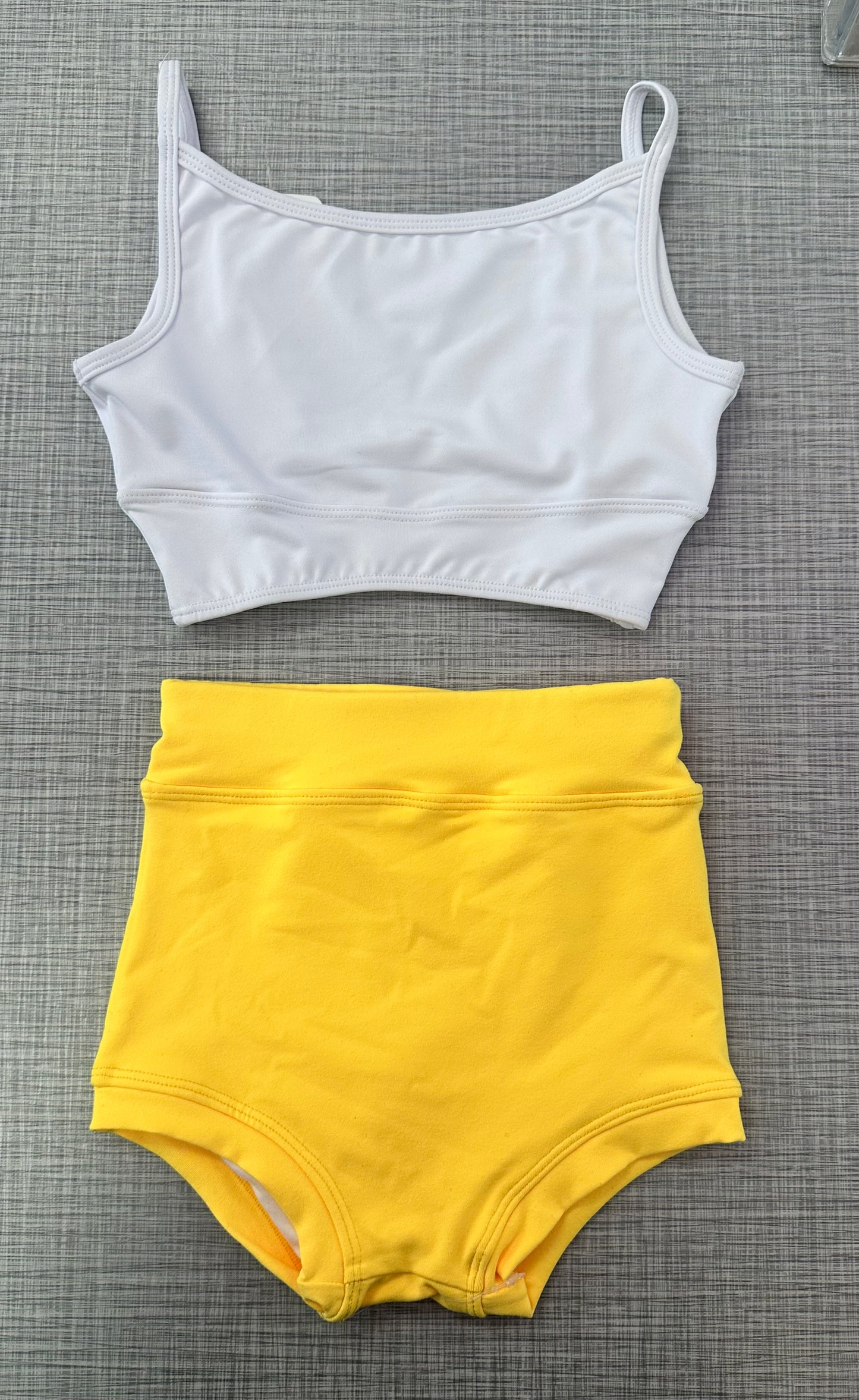 Size 7-8 CY White Top w/ Yellow Brief Set