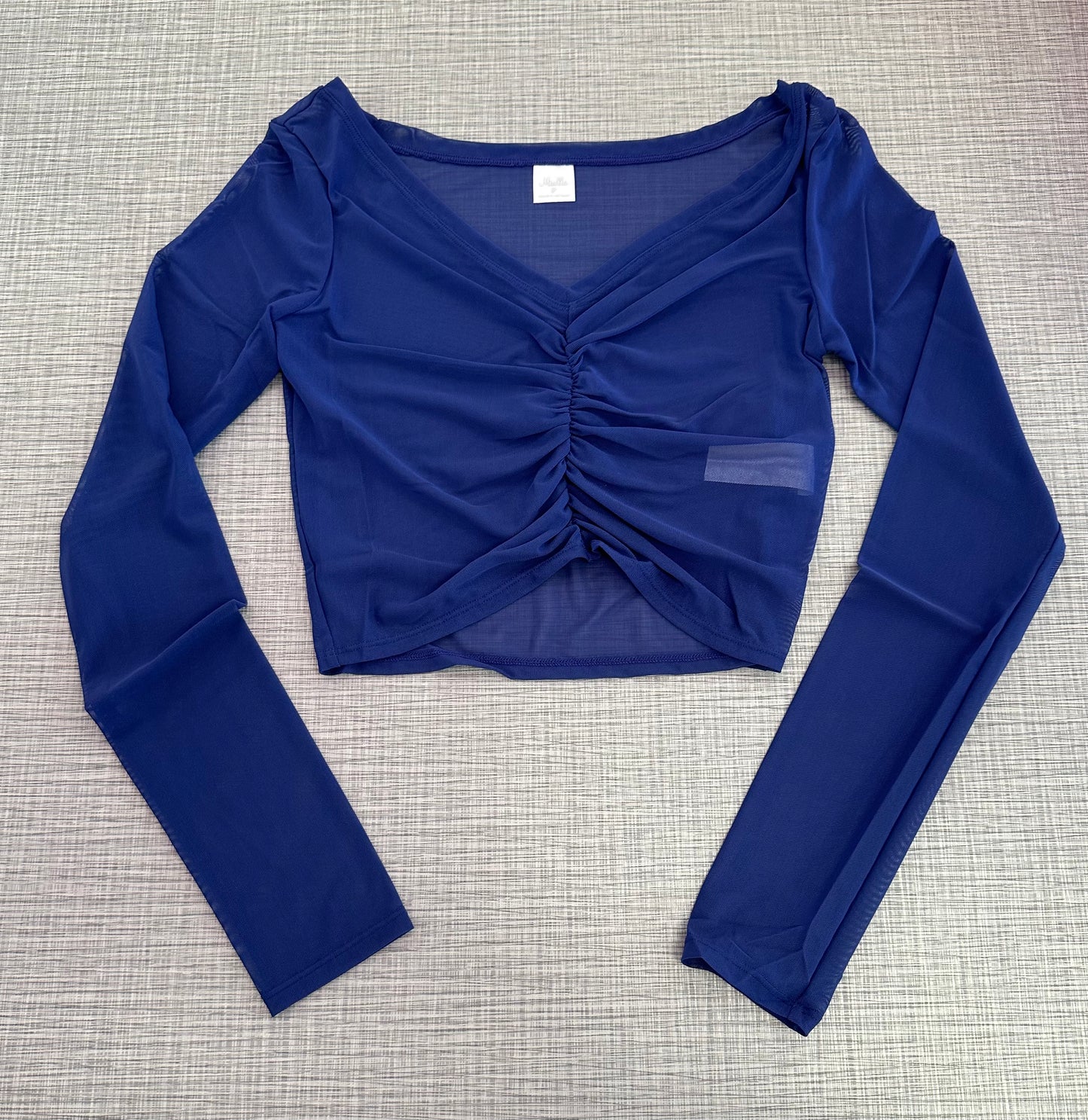 Mesh Long Sleeve Gathered Top #M30001