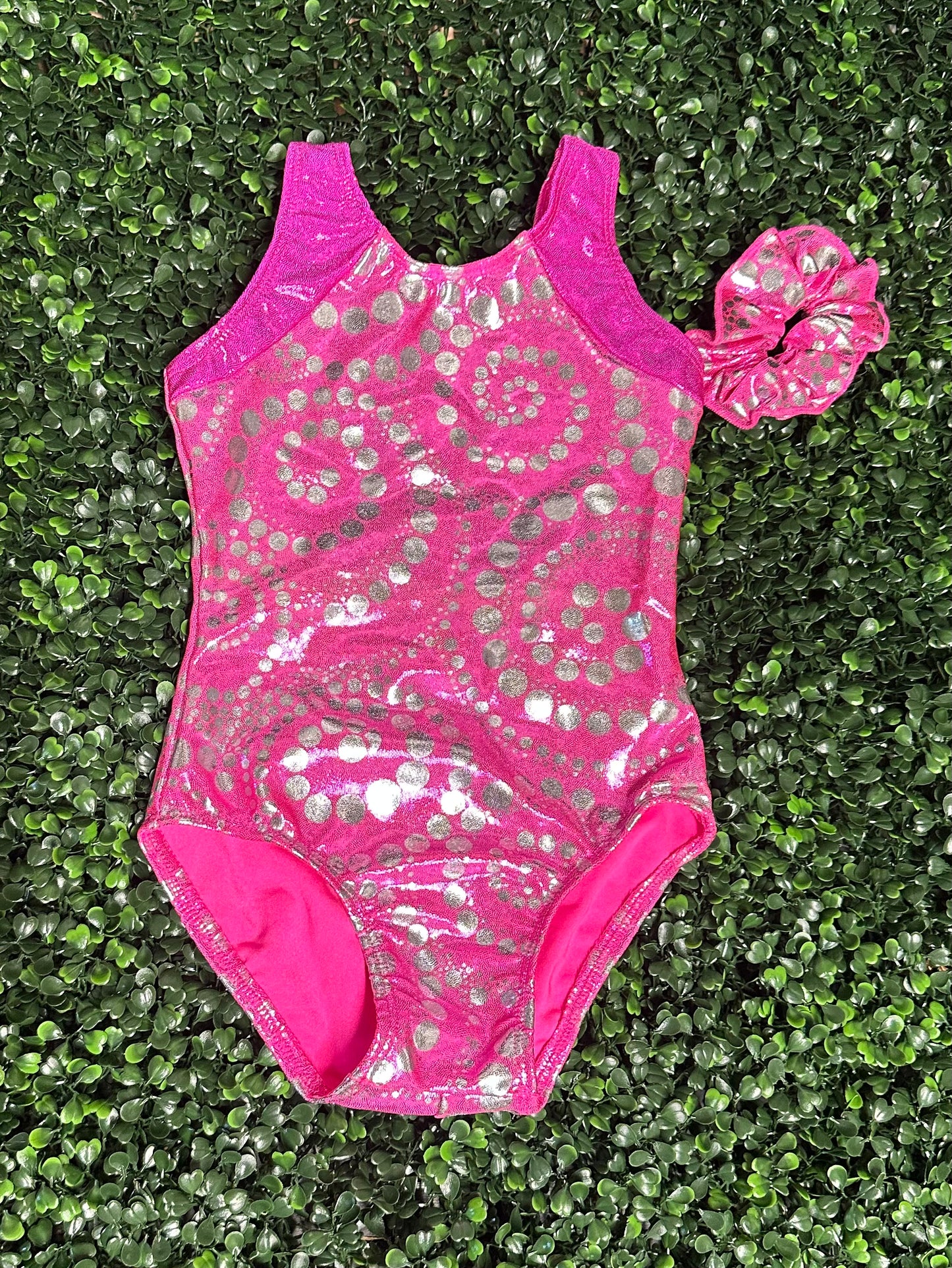 Pink w/ Silver Scroll Leotard