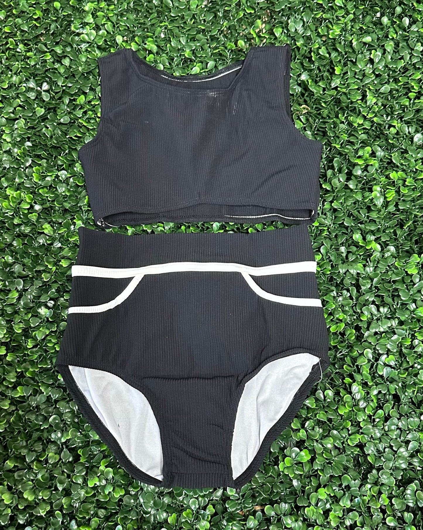 CY Ribbed Black Brief Set