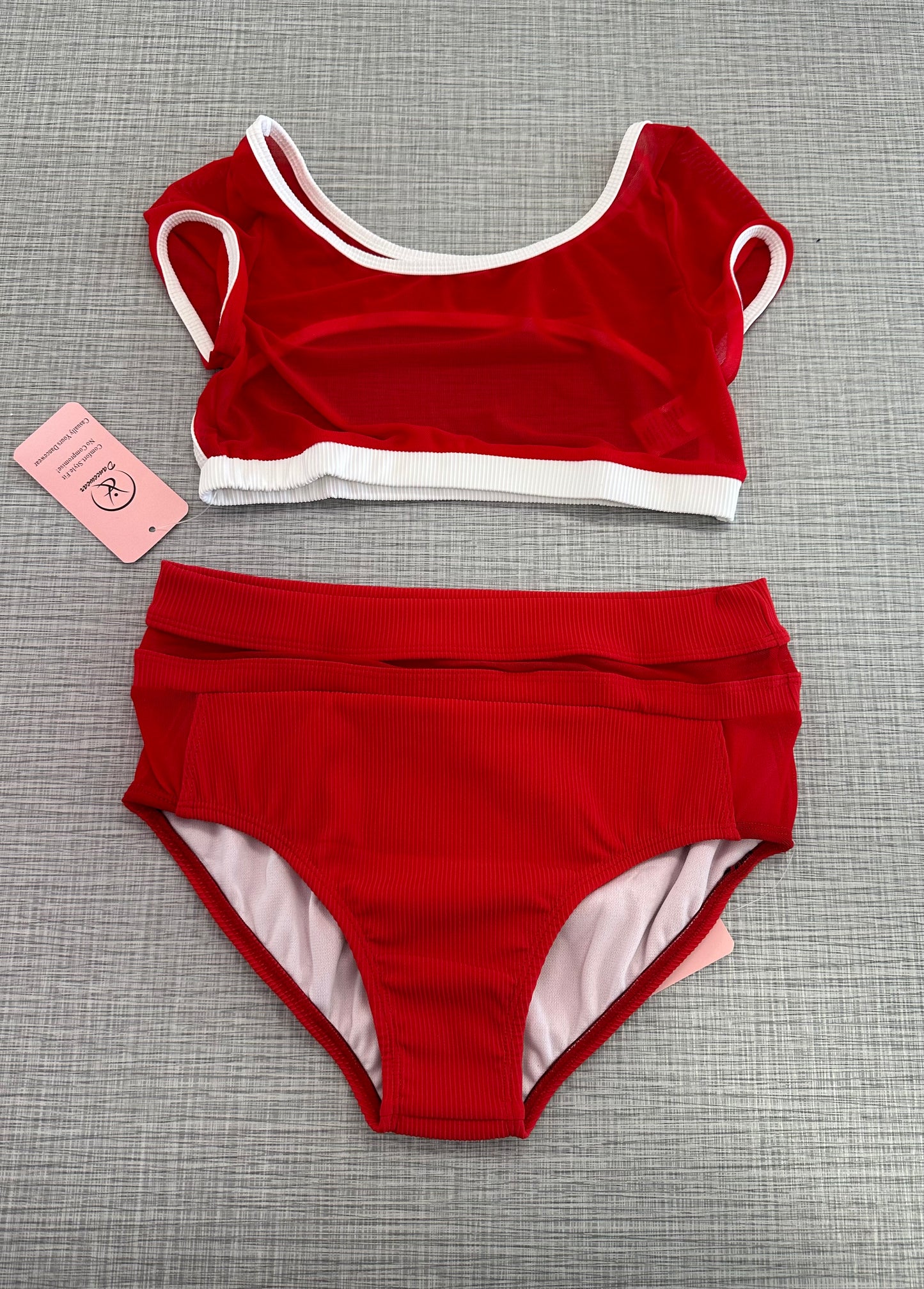 CY Red Mesh Top & Side Mesh Brief Set ^