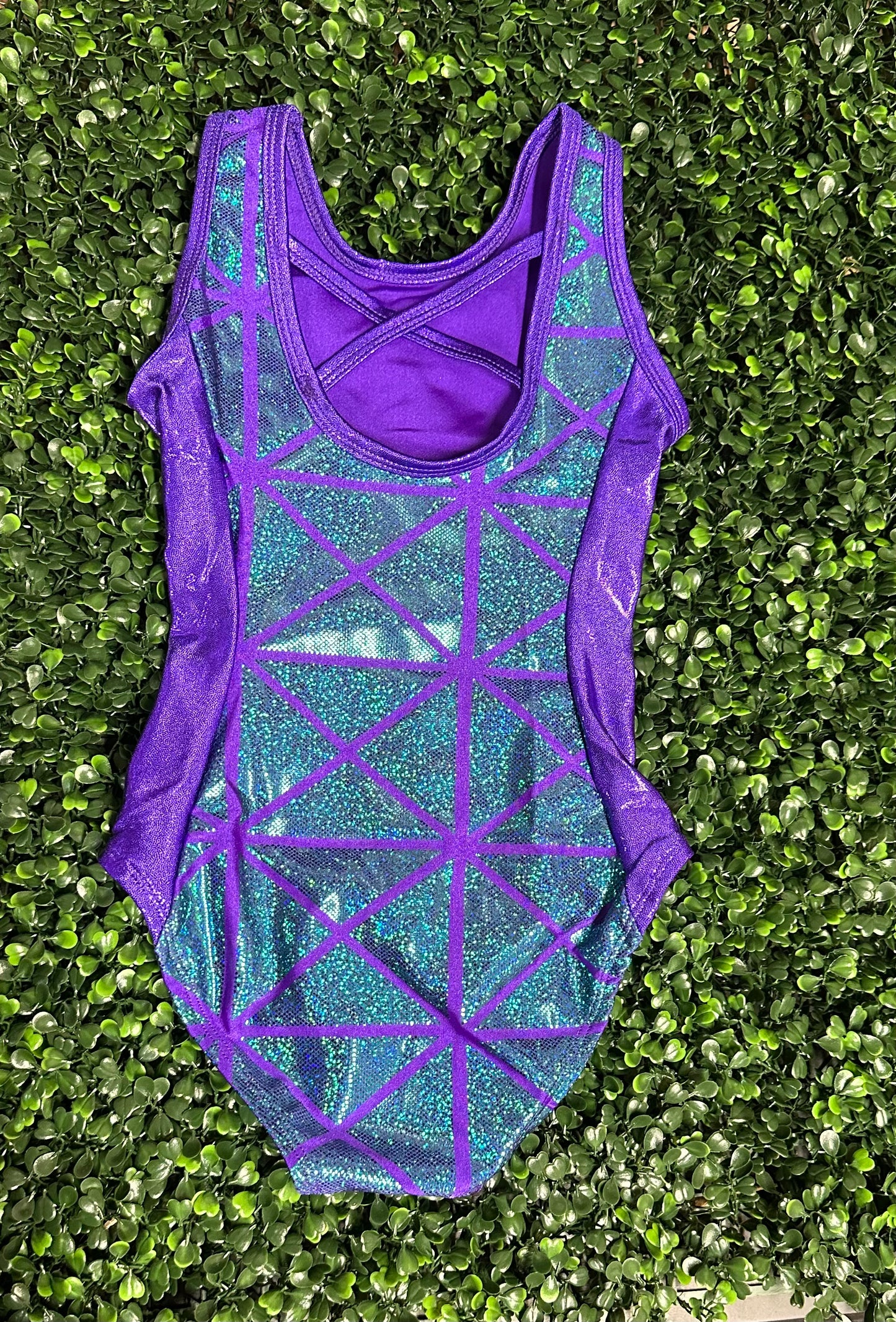 Puple w/ Green Color Block Leotard