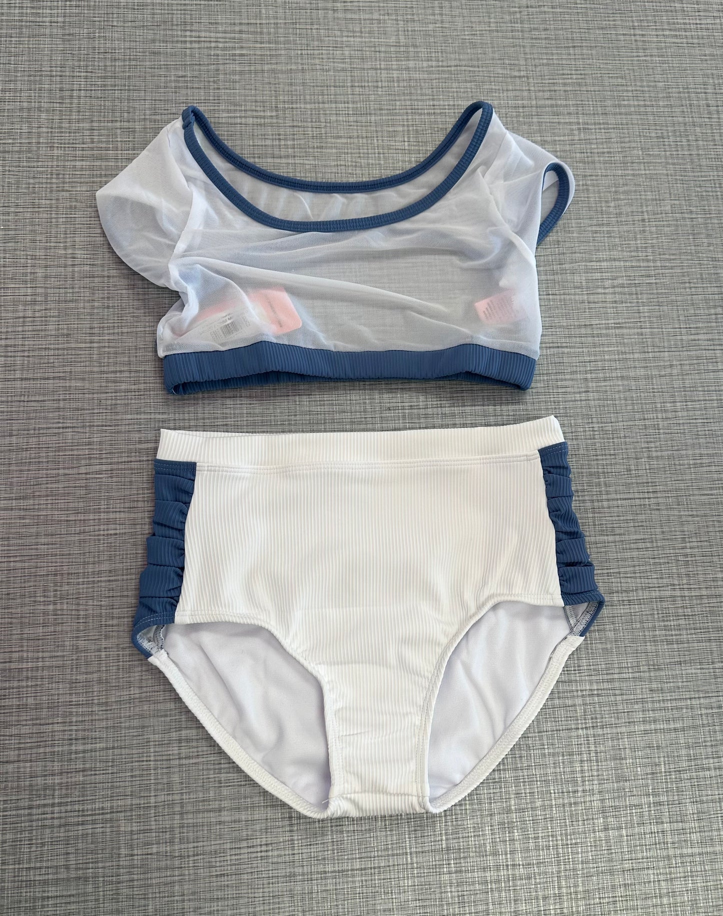 CY White Mesh w/ Steel Blue Trim Brief Set ^