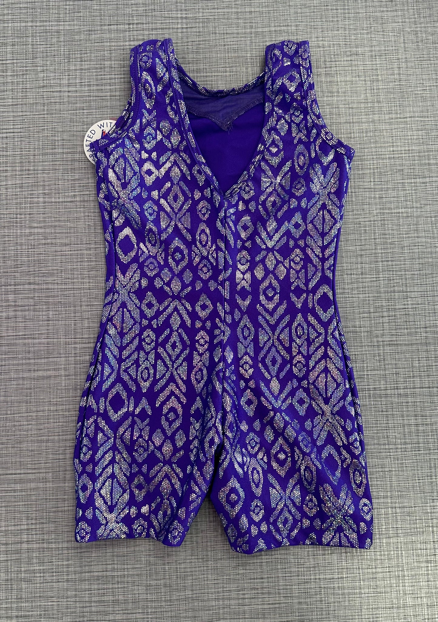 Purple Metallic Aztec Biketard