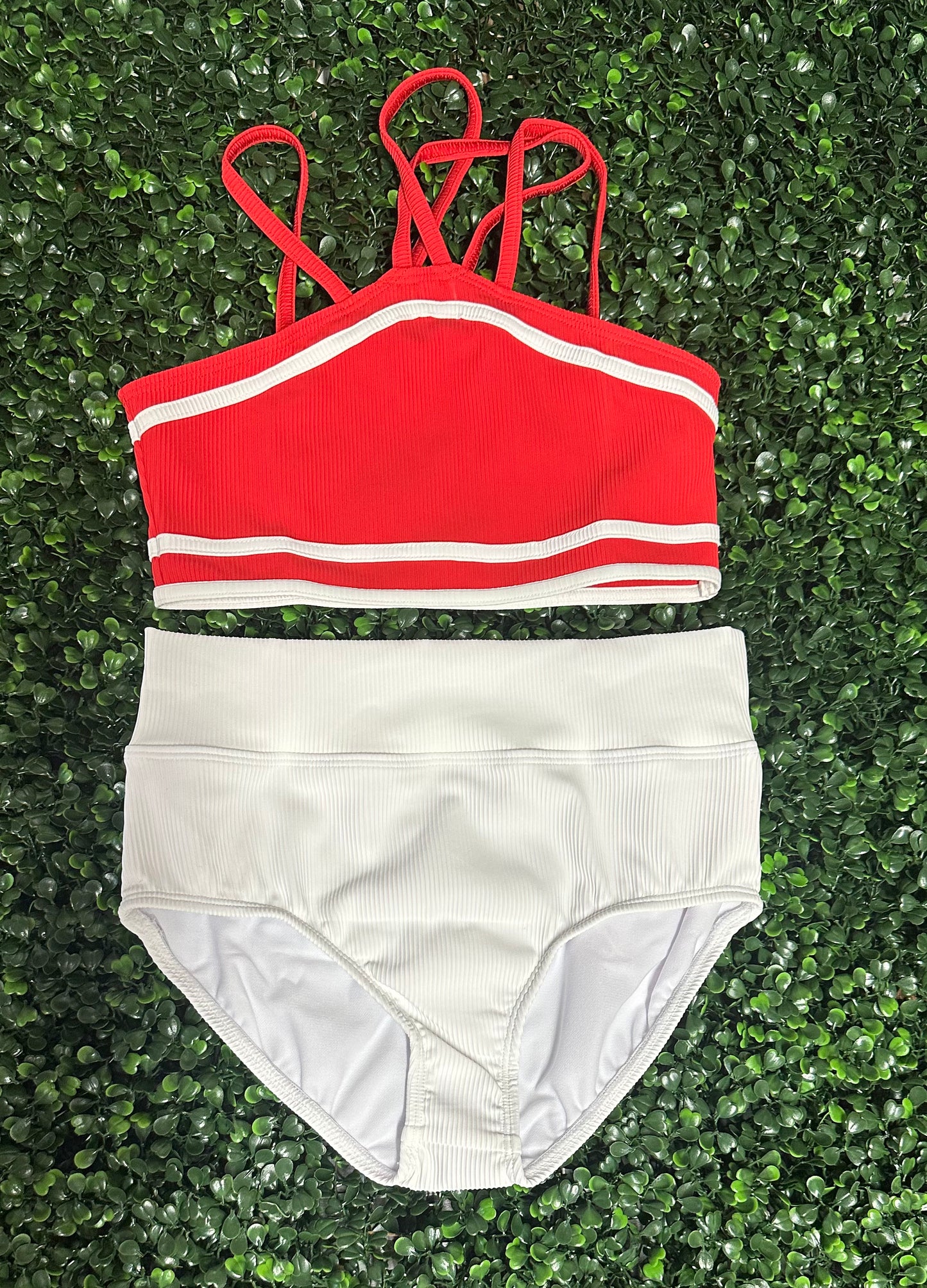 CY Red w/ White Stripe Brief Set *