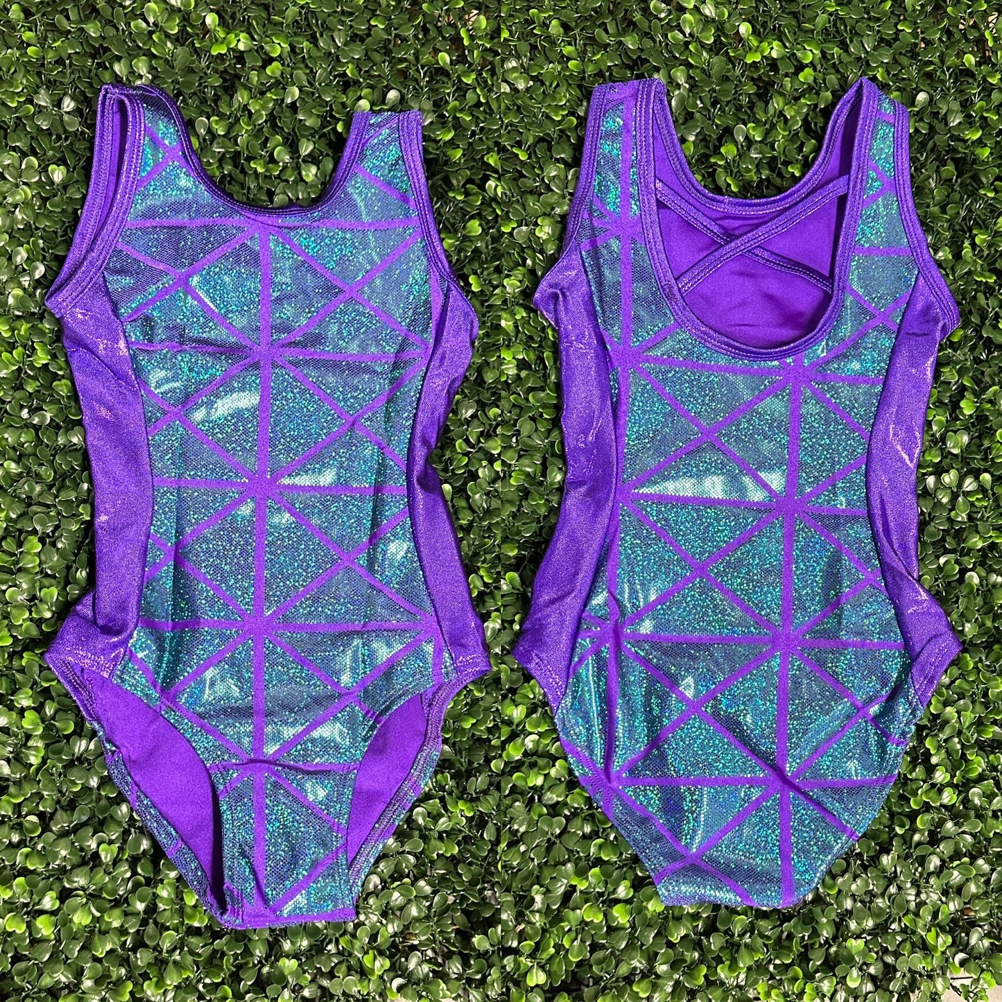 Puple w/ Green Color Block Leotard