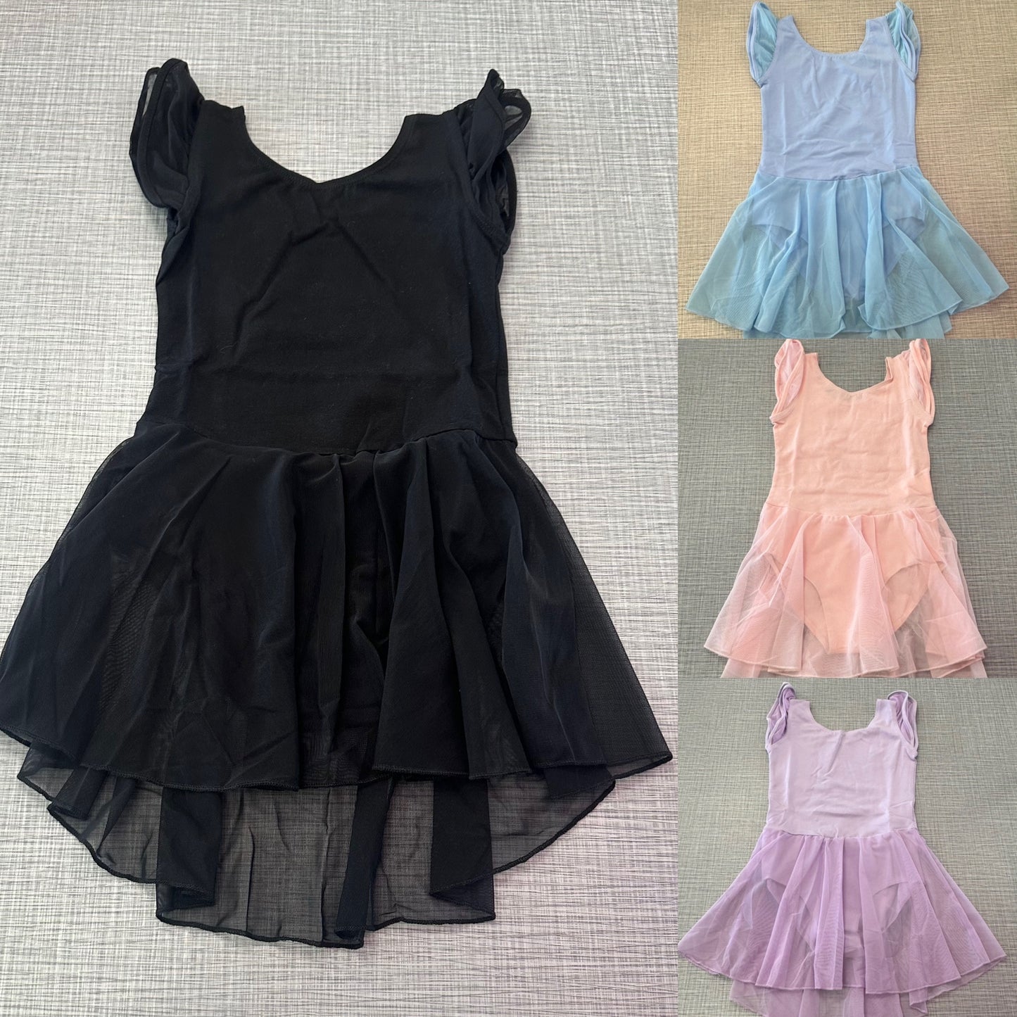 Mesh Cap Sleeve Skirted Leotard