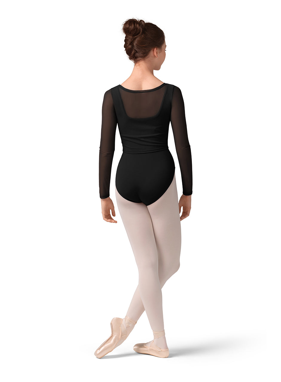 Mesh Long Sleeve Gathered Top #M30001