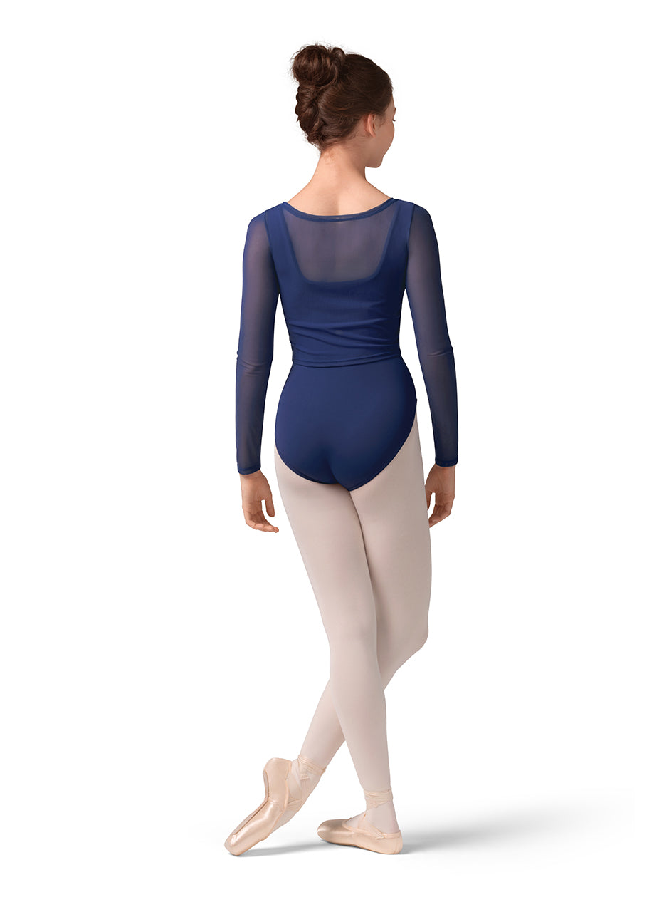 Mesh Long Sleeve Gathered Top #M30001