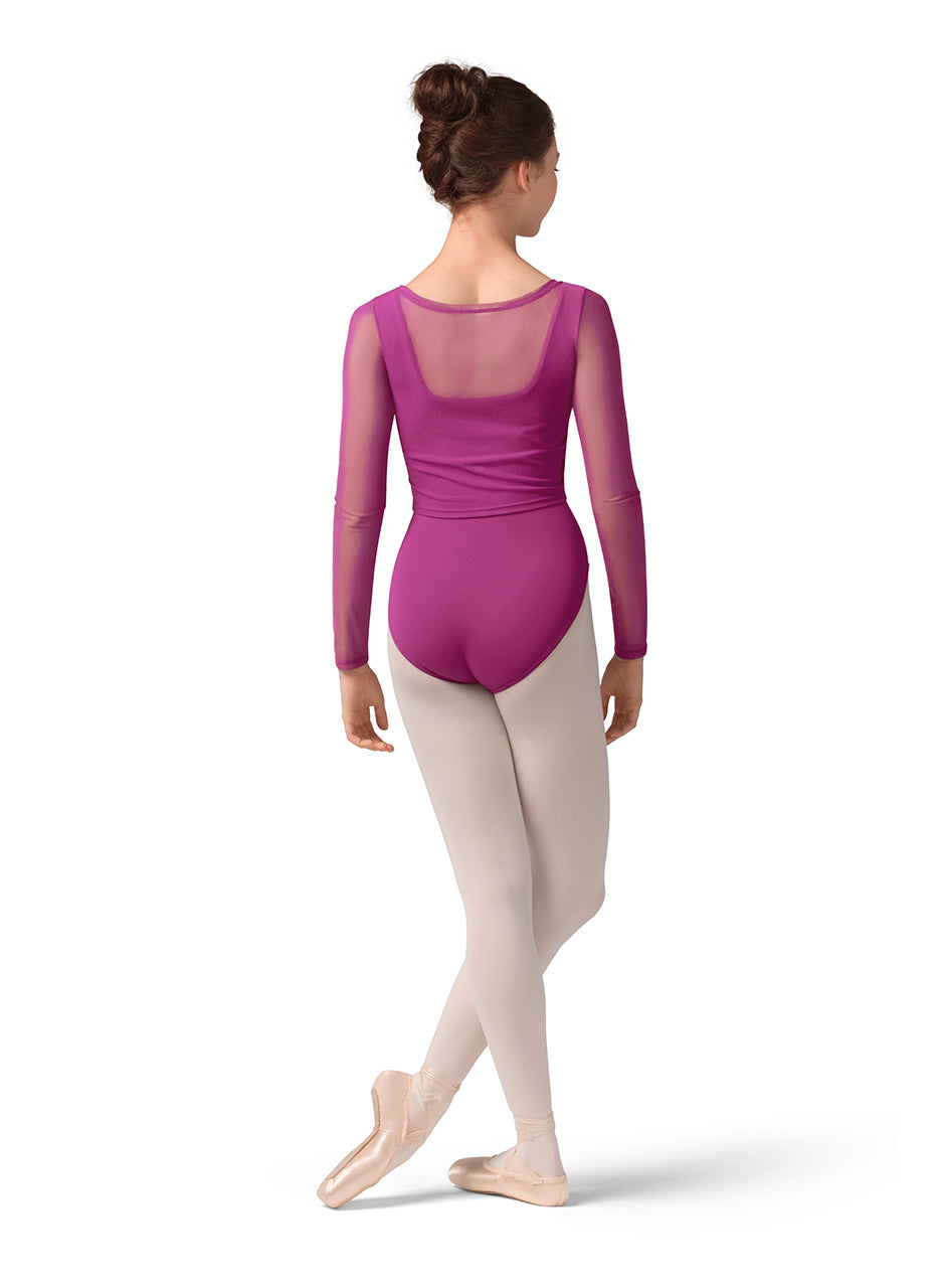 Mesh Long Sleeve Gathered Top #M30001