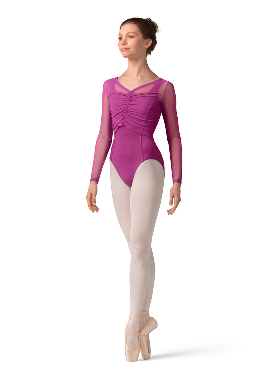 Mesh Long Sleeve Gathered Top #M30001