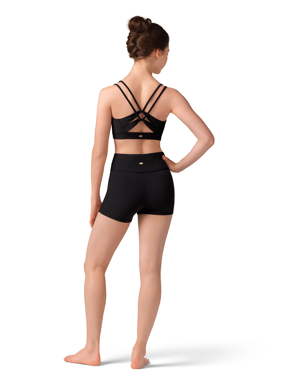 Striped Criss Cross Bra Top & High Waist Short Set