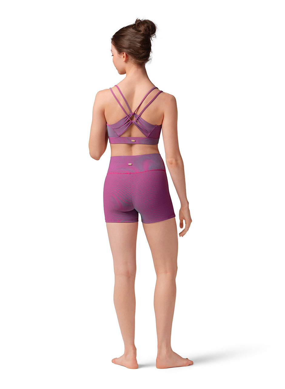 Striped Criss Cross Bra Top & High Waist Short Set