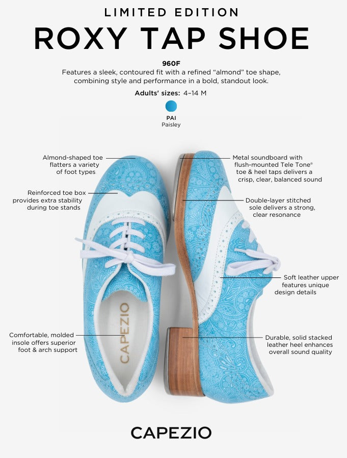 PRE ORDER: Limited Edition Blue Paisley Roxy Tap Shoes