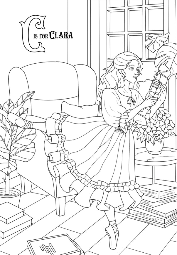 Nutcracker Enchanted Alphabet Coloring Book