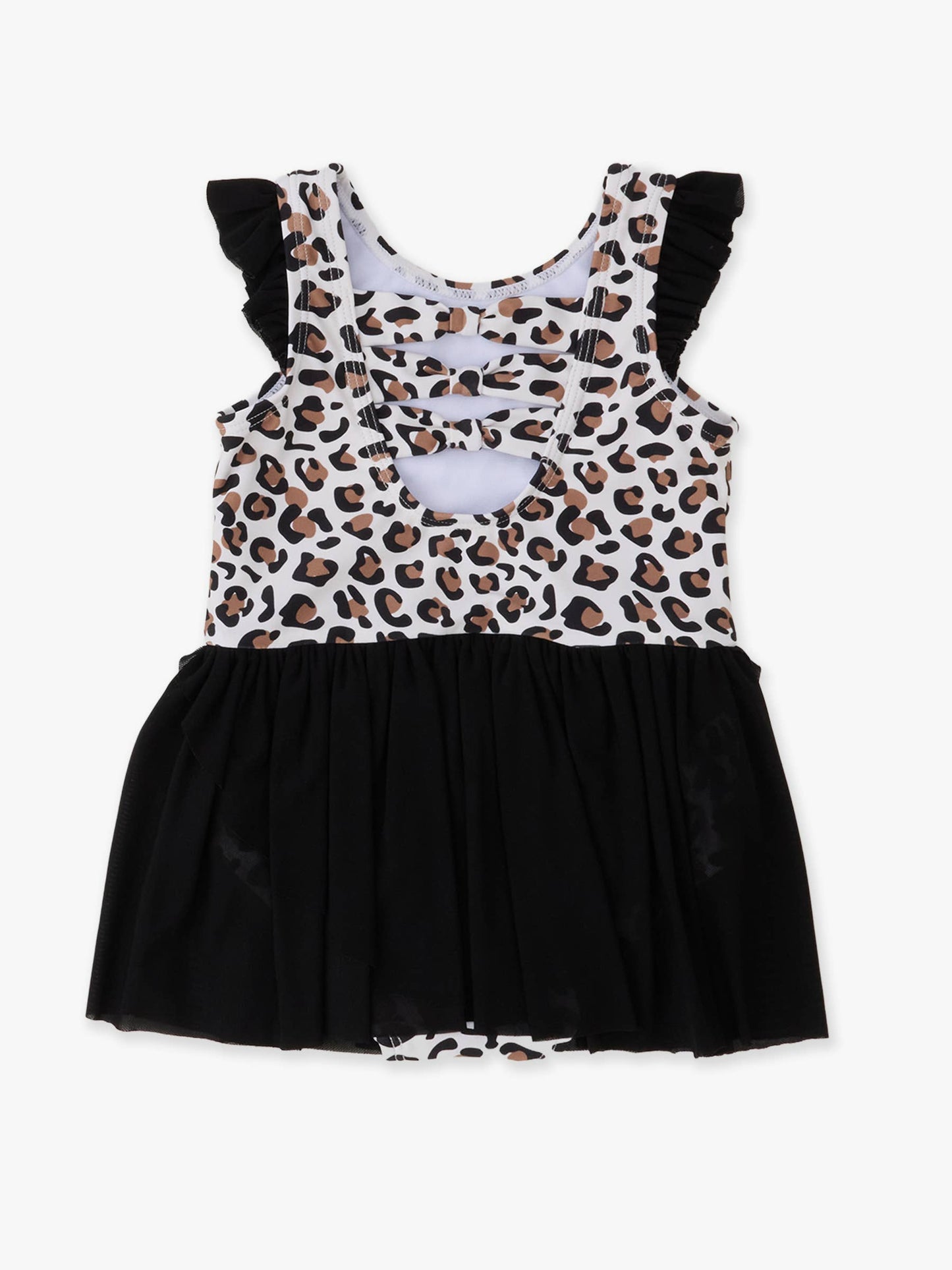 Girls Classic Leopard Flutter Sleeve Dance & Gymnastics Leotard
