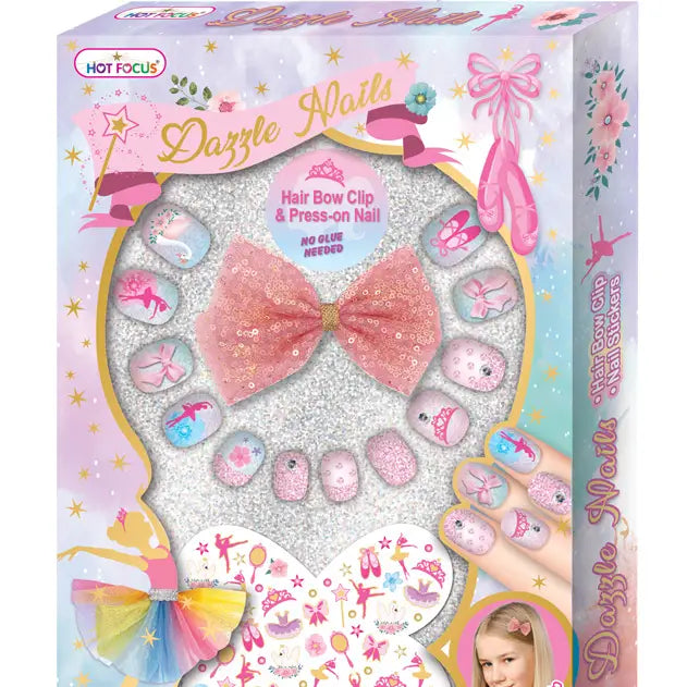 Dazzle Nails Hair Bow & Nail Stickers