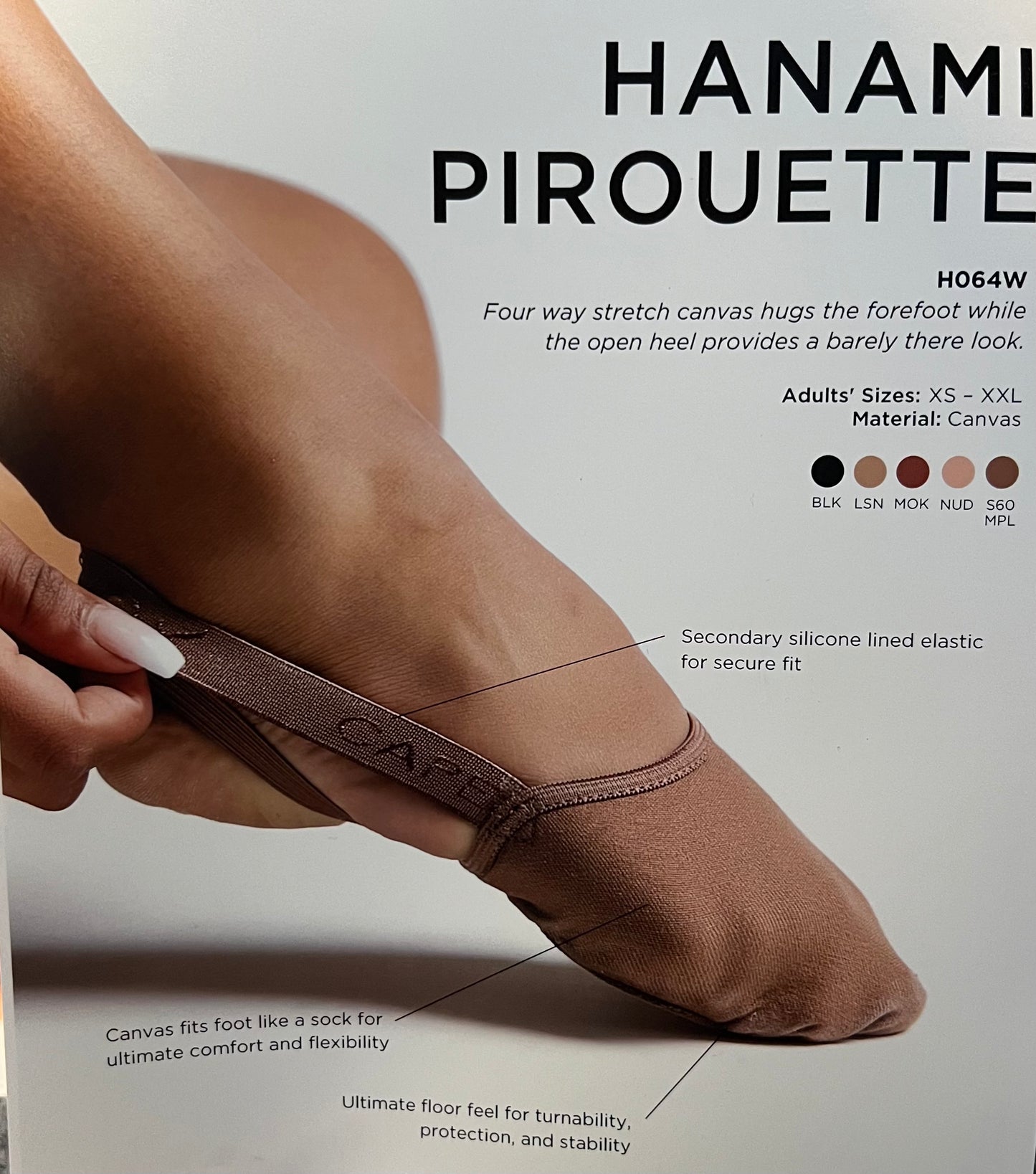 Capezio Hanami Half Sole Turning Shoes 4 Way Stretch #H064