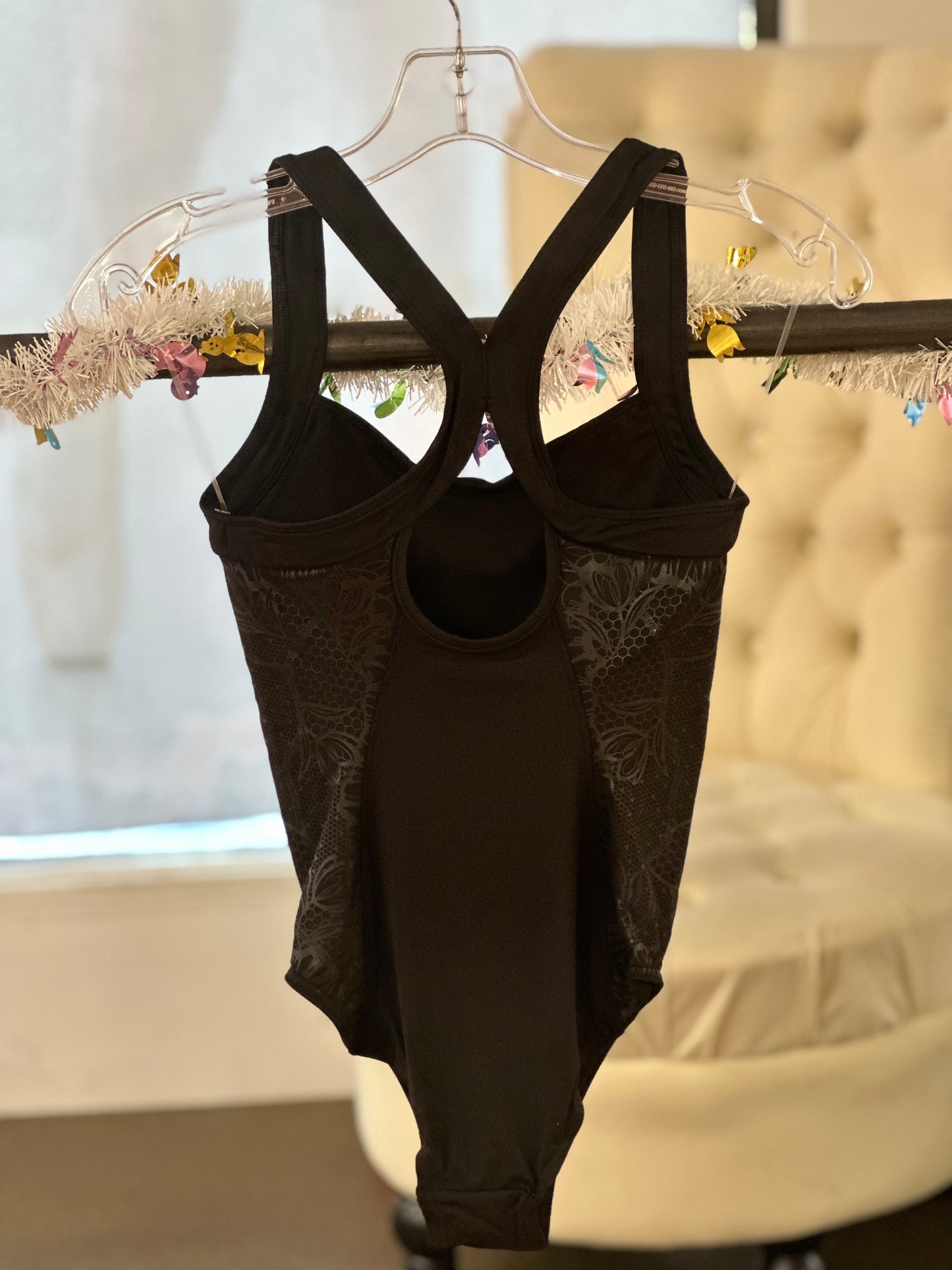 Lace Wide Strap Cami Leotard Adult Large