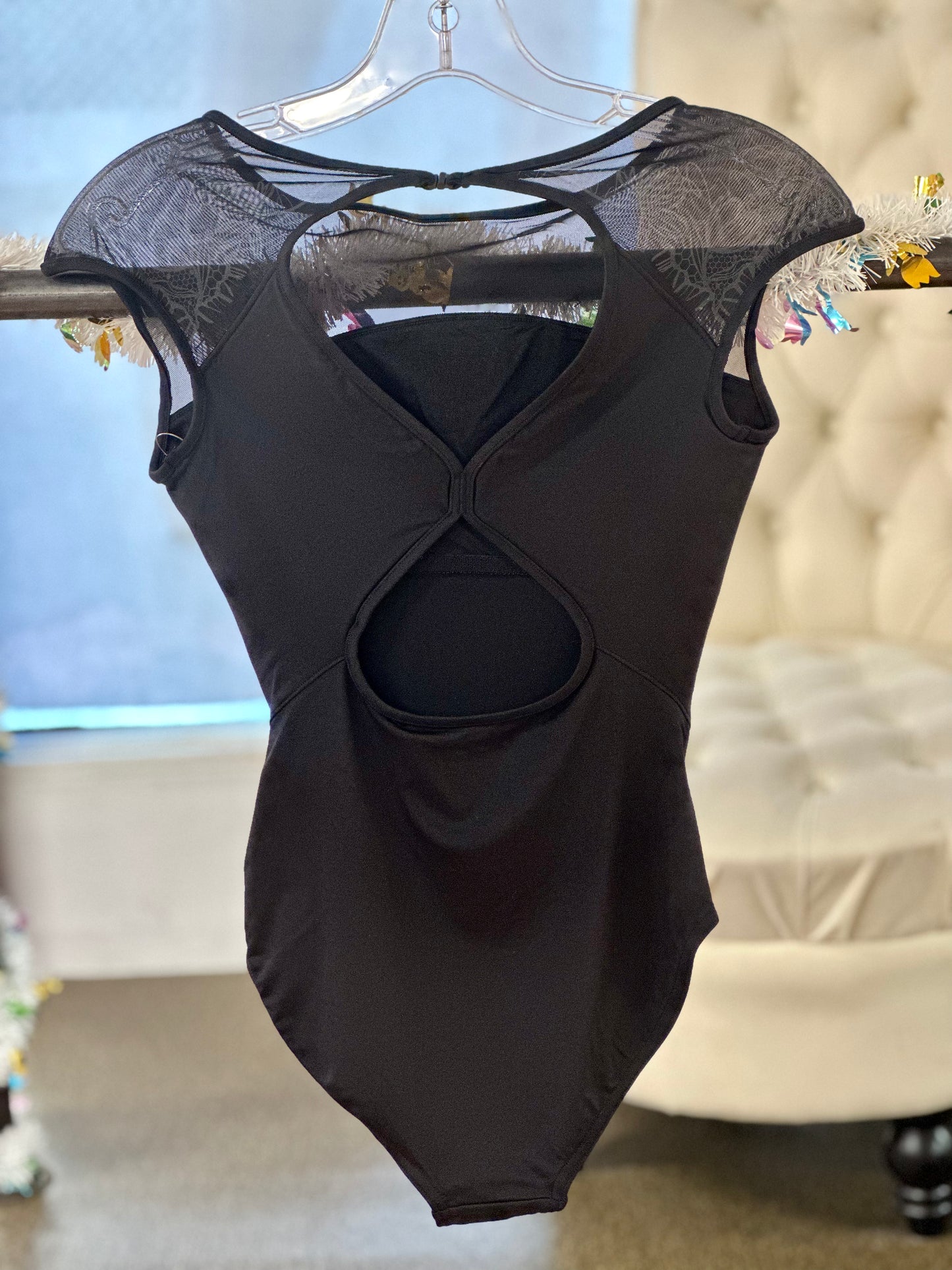 Large Adult Lace Print Cap Sleeve Leotard #L 4162