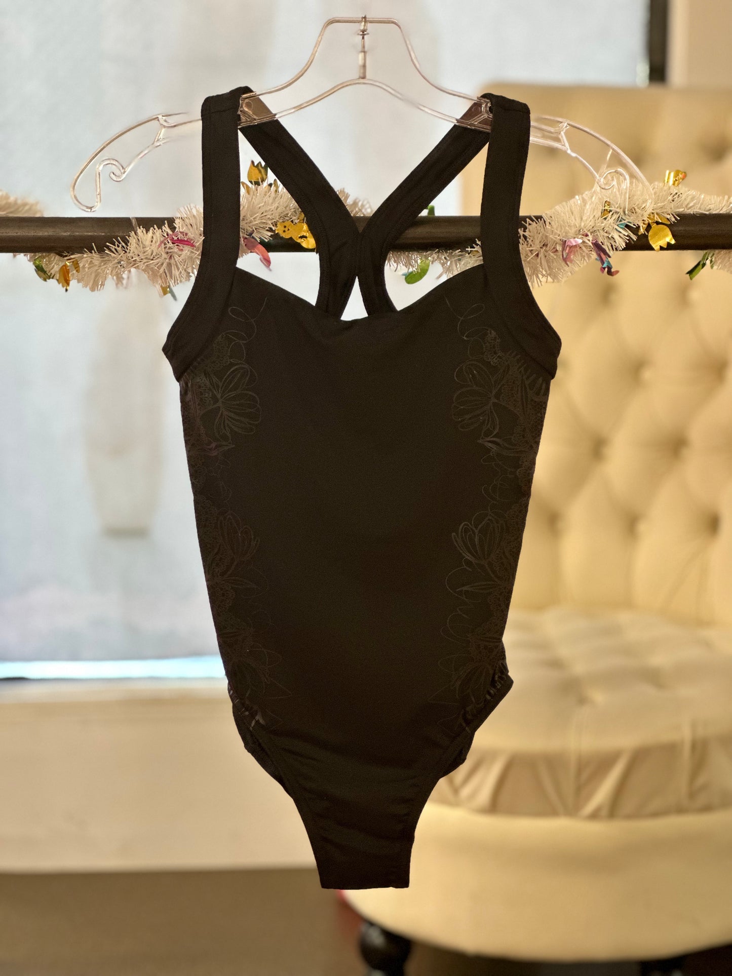 Lace Wide Strap Cami Leotard Adult Large