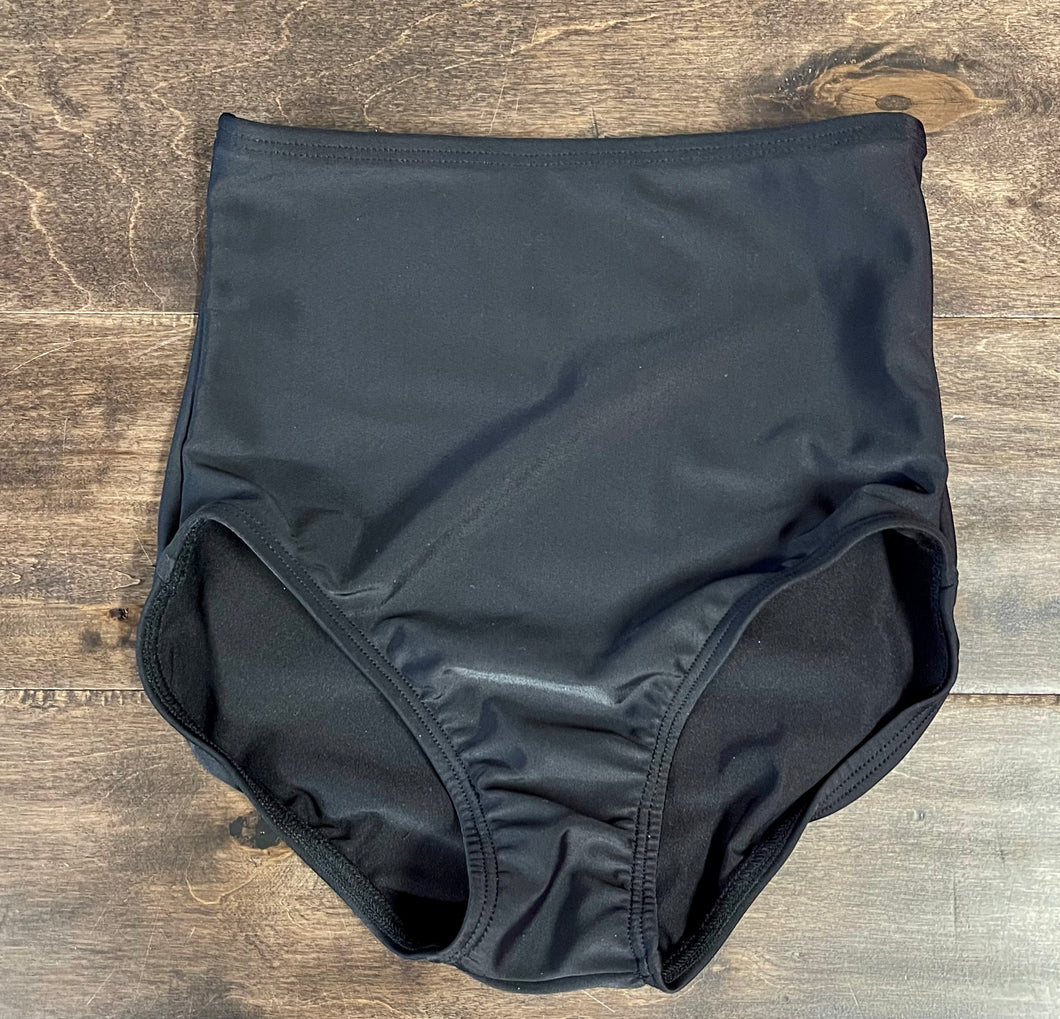 High Waisted Black Matte Brief: Adult X-Small