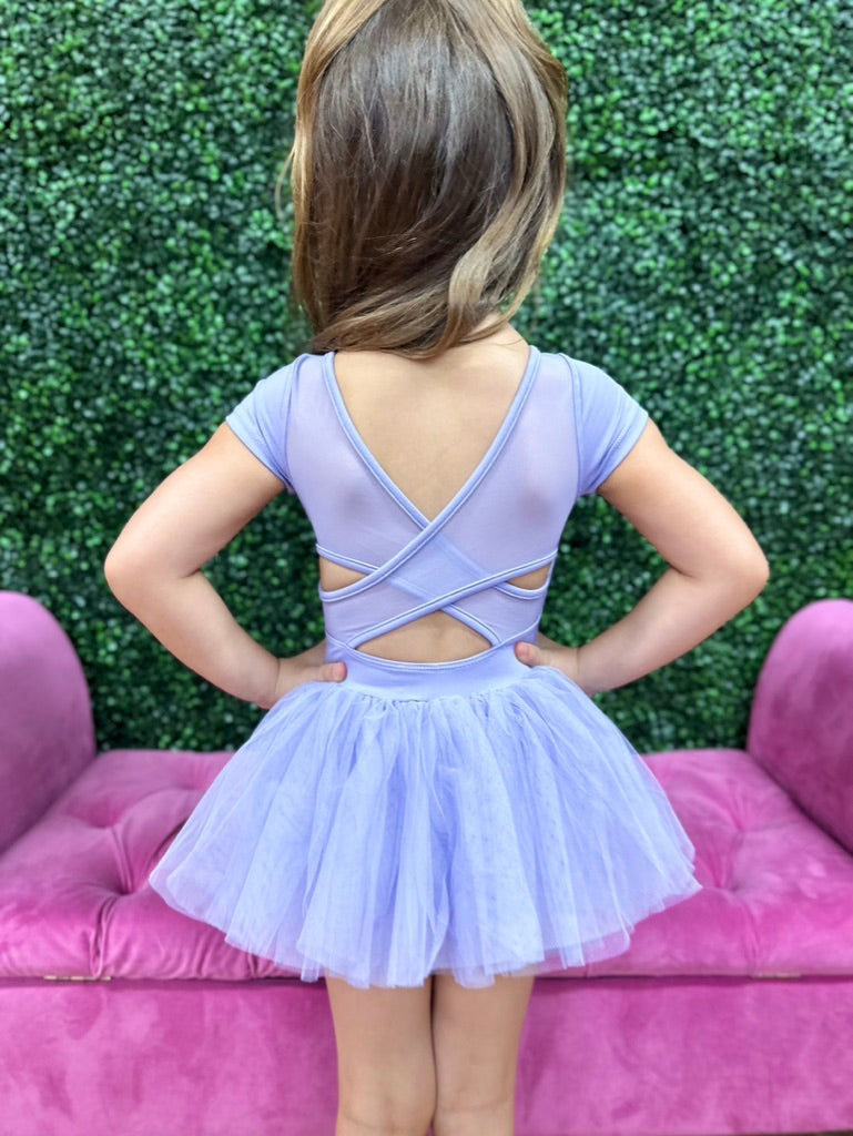 6-7 Lilac Sweetheart Cap Sleeve Wrap Back Tutu Leotard