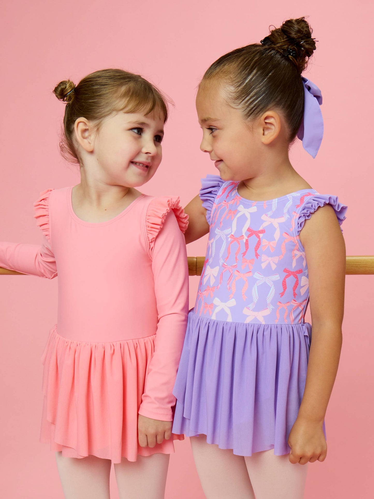 Girls Rosy Ribbons Flutter Sleeve Dance & Gymnastics Leotard