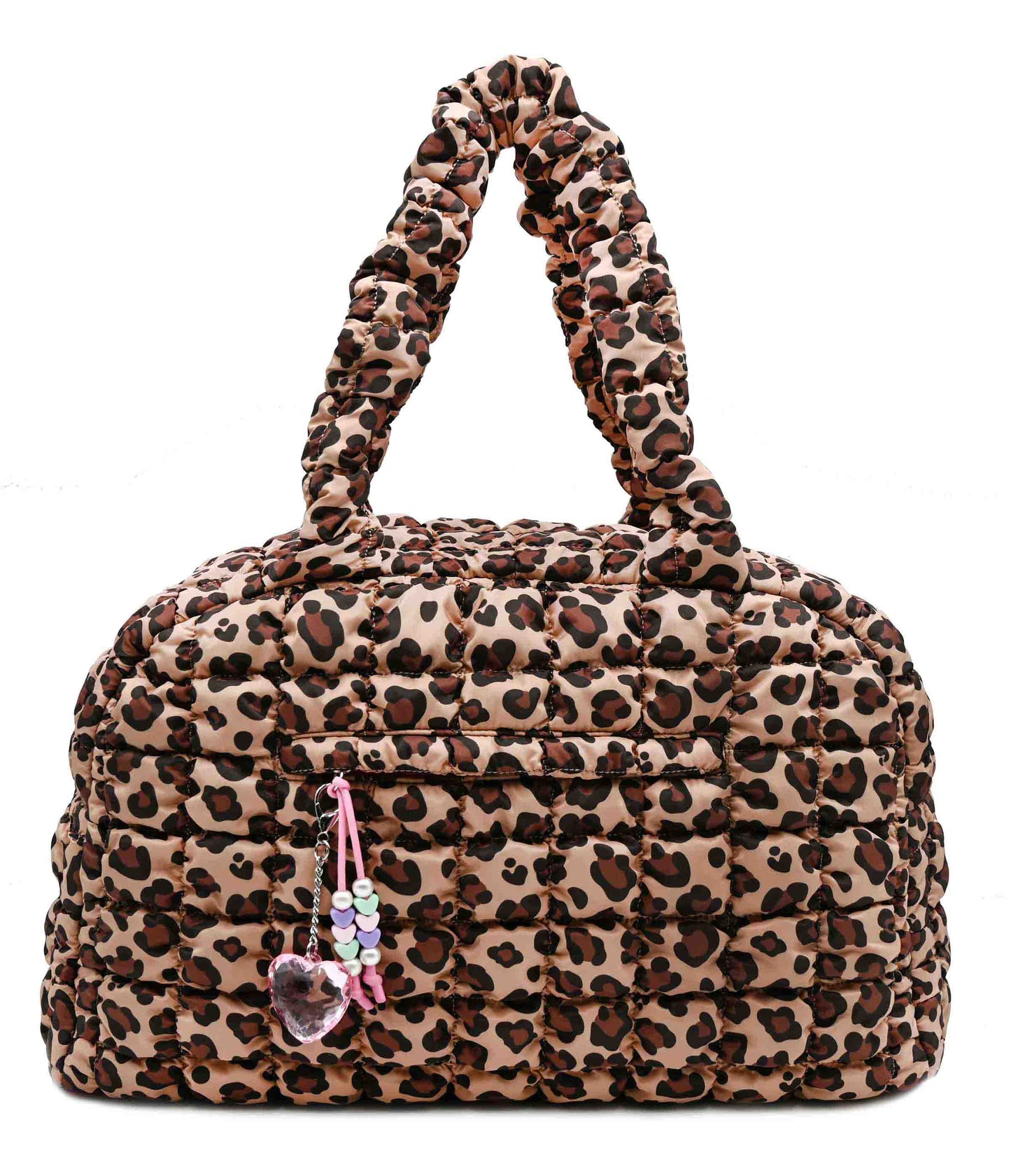 Quilted Scrunchies Leopard Printed Medium Duffle Bag