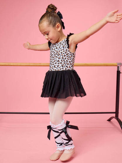 Girls Classic Leopard Flutter Sleeve Dance & Gymnastics Leotard
