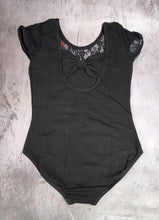 Load image into Gallery viewer, Black Cap Sleeve Leotard with Lace
