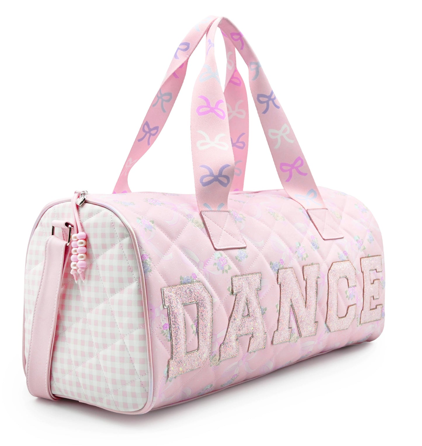 'DANCE' Floral Bow Printed Quilted Large Duffle Bag