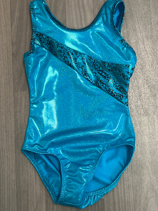 Turquoise w/ Animal Print Trim Leotard
