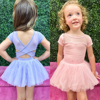 6-7 Lilac Sweetheart Cap Sleeve Wrap Back Tutu Leotard