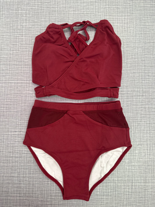 CY Burgundy Criss Cross Brief Set