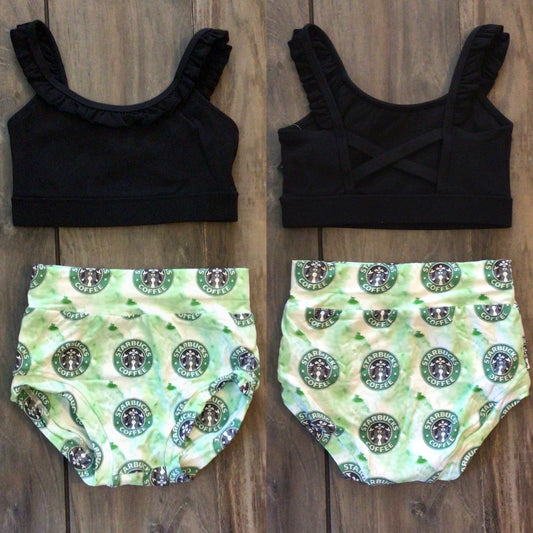 Starbies Green & Black Phoenix Top Classic 2PC Set