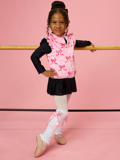 Girls White Ballet Bow Leg Warmers