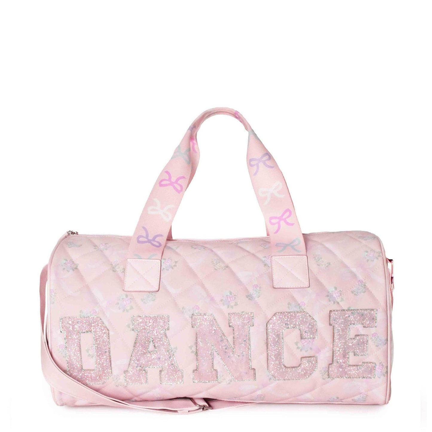 'DANCE' Floral Bow Printed Quilted Large Duffle Bag