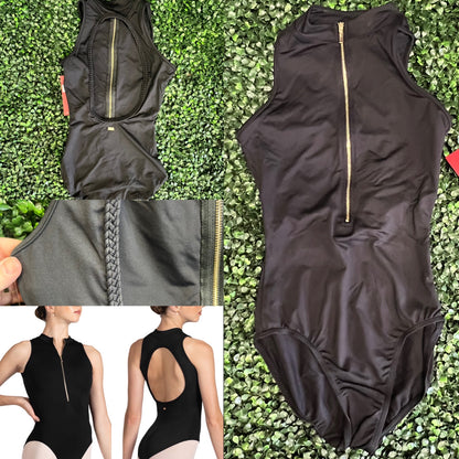 Zip Front Open Back Leotard #M3114