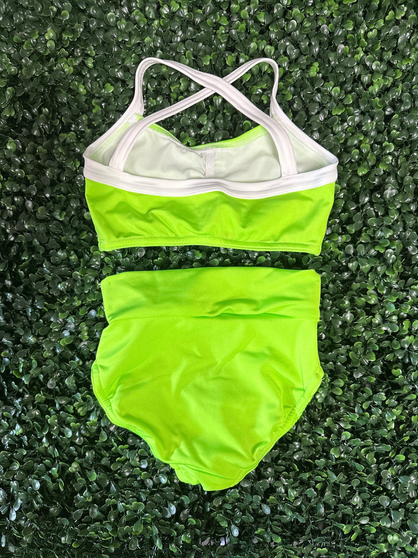 Neon Green Pinch Top Brief Set