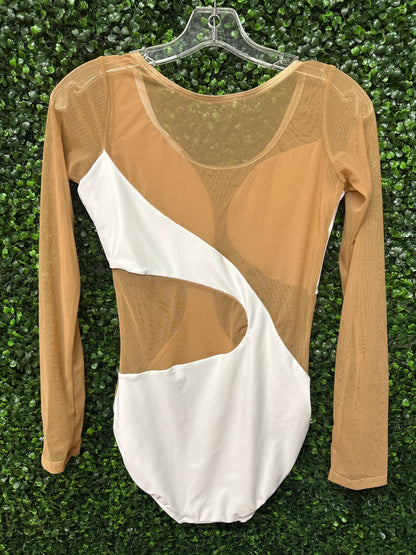 Custom White/Nude Swirl Leotard