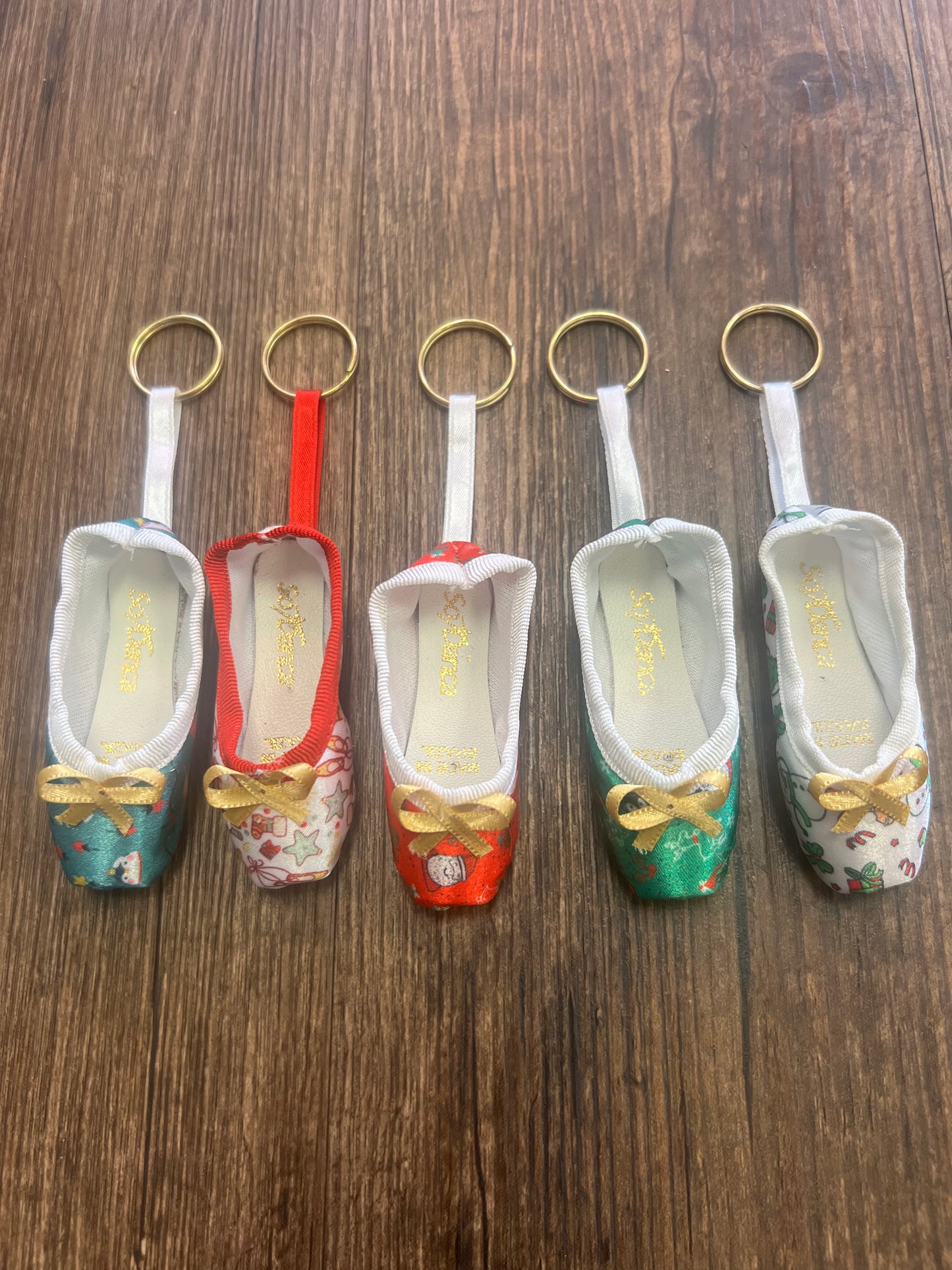 Holiday Pointe Shoe Keychains