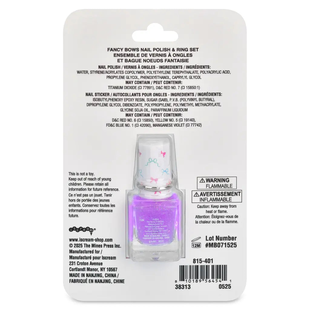 Fancy Bow Nail Polish Ring Set
