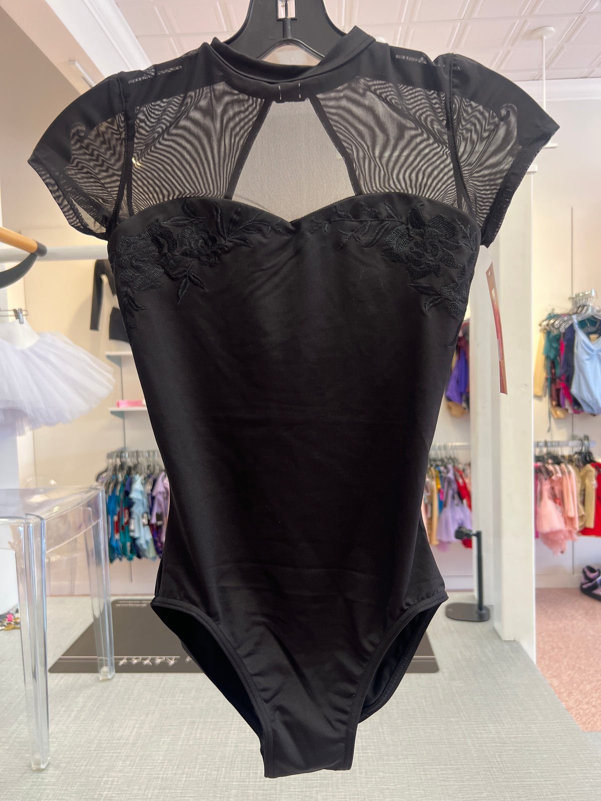 Floral Cap Mesh Sleeve Leotard #20011