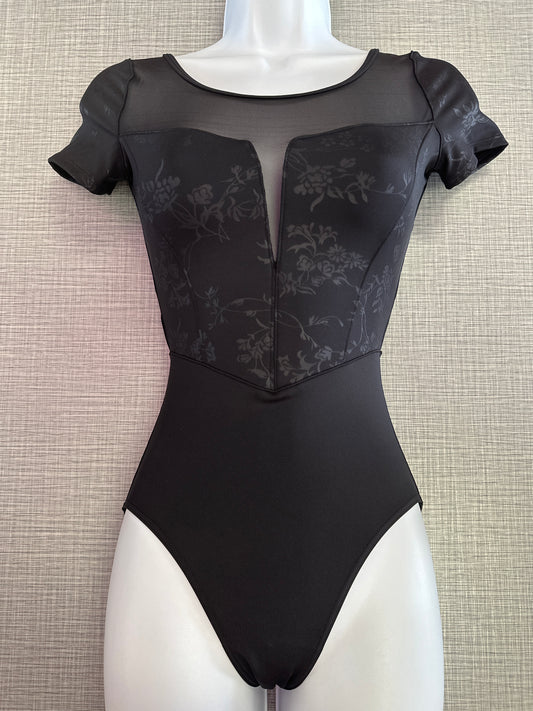 Cap Sleeve Mesh Cross Back Leotard #20006