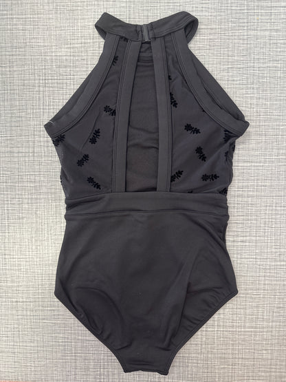 Flock Print Halter Leotard #40016